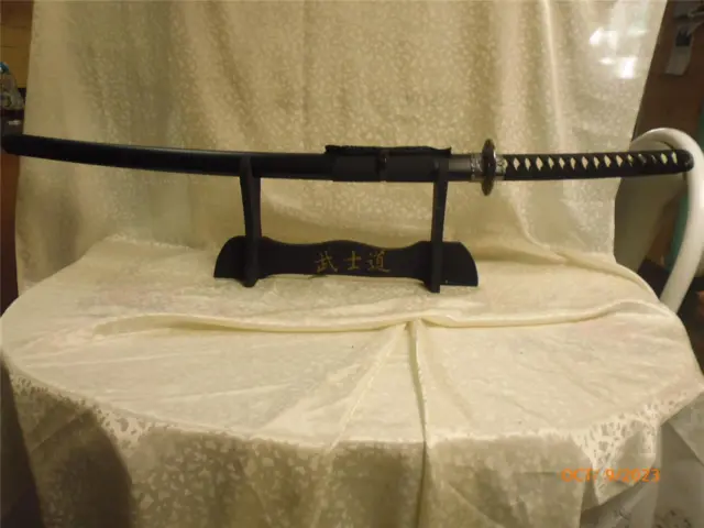Retro Decorative Samarai Sword  With Stand Black And Cream Color
