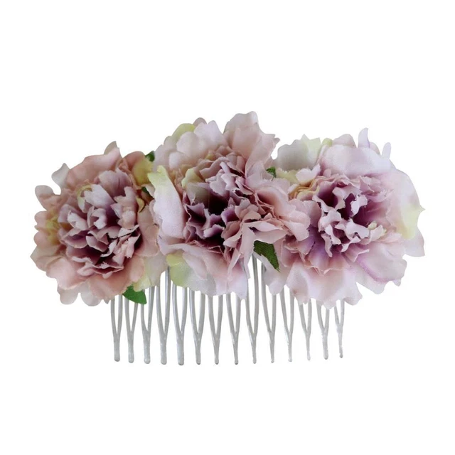 Carnation Flower Comb Clip Stylish Hair Pins Accessories Wedding Ash Pink