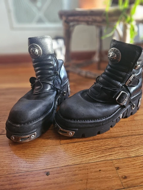 NEW ROCK METALLIC reactor gothic, biker platform boots sz 9.5 Unisex £ ...