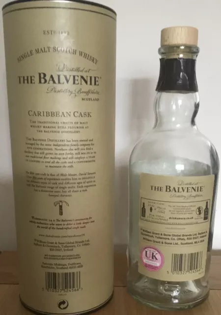 Empty Whiskey Bottle THE BALVENIE Caribbean Cask Aged 14 Years 2