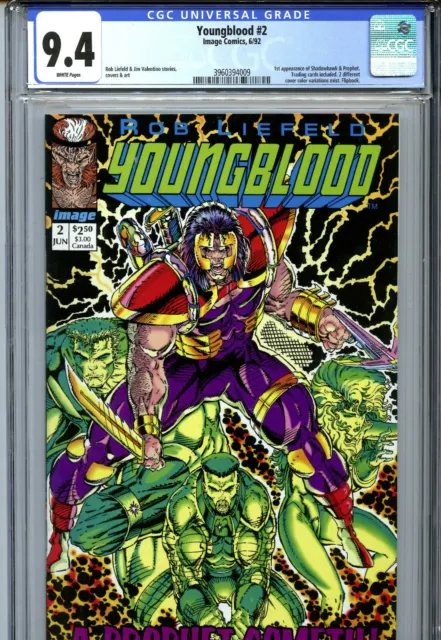 Youngblood #2 (1992) Image CGC 9.4 White 1st Appearance of Shadowhawk & Prophet!