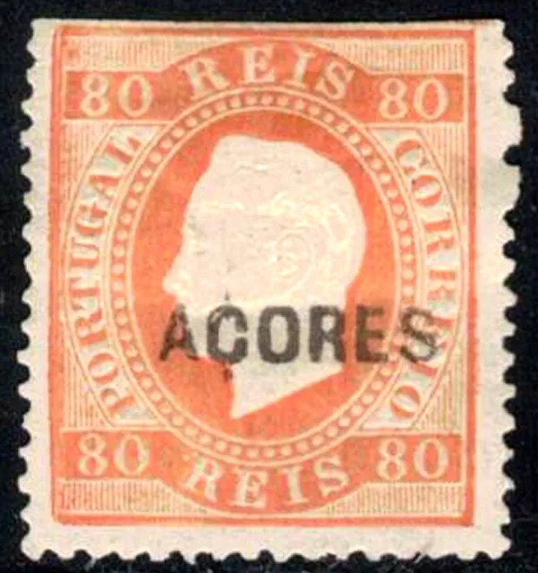 Portugal-Azores Sc #27 MH OG 1871 Orange King Luiz  CV $125. ~ B2390