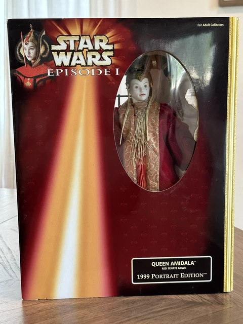 1998 Hasbro, Star Wars Episode I, Queen Amidala Doll, Red Senate Gown, NIB