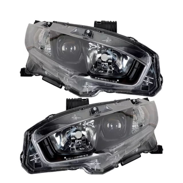 For 2016-2021 Honda Civic Headlight Assembly Halogen Headlamps Left+Right Side 3
