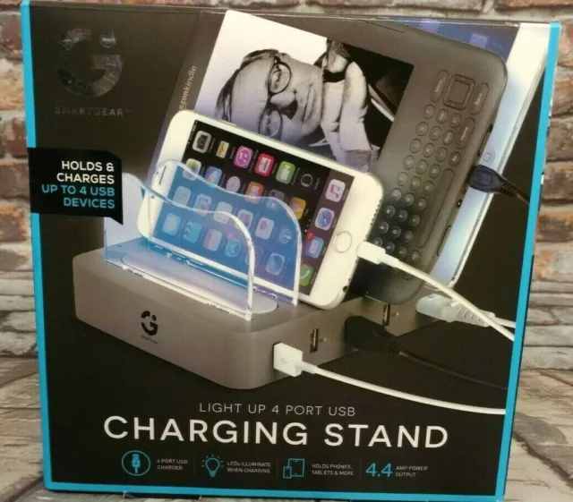 Smartgear 4 Port Illuminating Light Up USB Charging Stand/ Phones,Tablets,& More