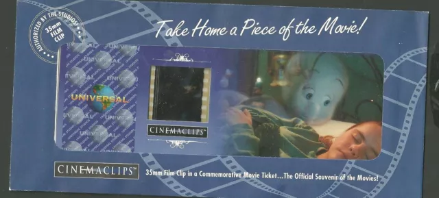 1995 Cinema Clips 35mm Film Clip In A Commemorative Movie Ticket Casper Ghost