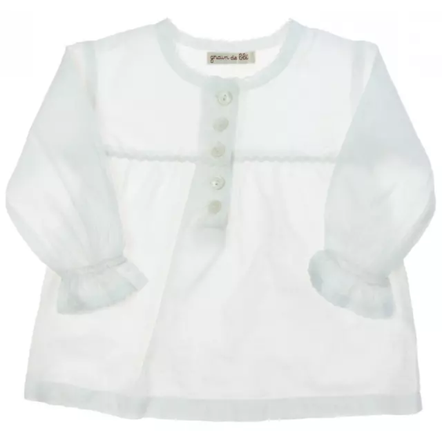 Grain de blé blouse blanche   fille  6 mois