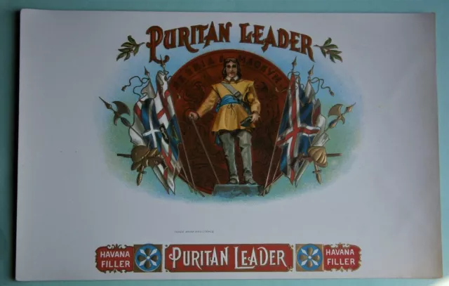 "PURITAN LEADER" Inner Lid Cigar Box Label, form early 1900's