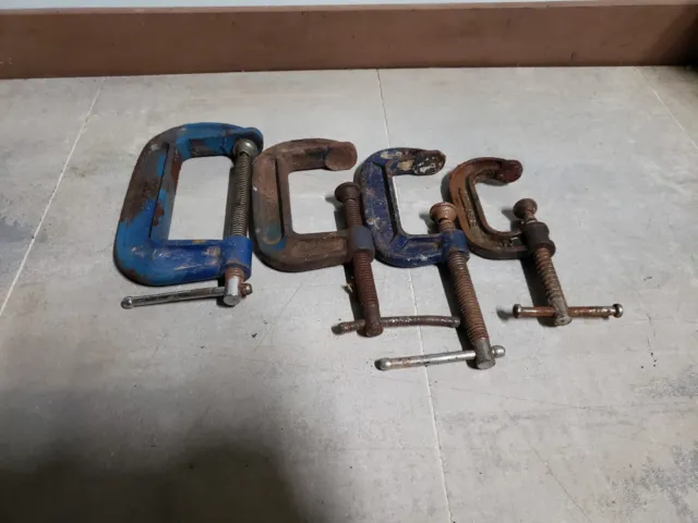 4× G Clamps Draper Record 4 Inch 2x 3 inch  2 Inch Blue Workshop Garage