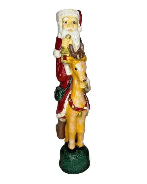 Old World Santa on Reindeer 11" Candlestick Holder AS IS