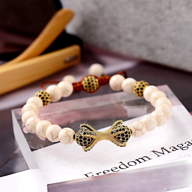 Luxury Gold CZ Dragon Claw Bracelets Stone Beaded Fashion Jewelry for Men Women