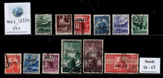 WC1_16537. ITALY: TRIESTE AMG FTT. 1950 cplt. DEMOCRATICA set. Sc. 58-69. Used