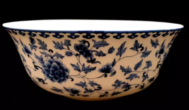 Vintage Blue & White Asian Condiment Quality Signed  Bowl x 6 *Floral Design 2