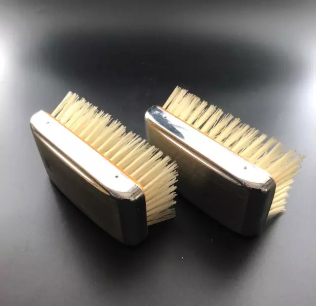 Chromium & Wood Vintage Chrome Clothes Brushes Vanity Set . Made In England.