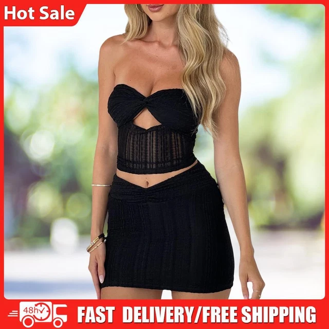 2 pz/set tuta gonna somma moda fiocco minigonne set bodycon abito donna