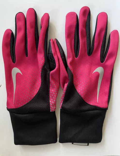 Nike Women's Dri-Fit Tailwind Run Gloves Pink/Black Size S