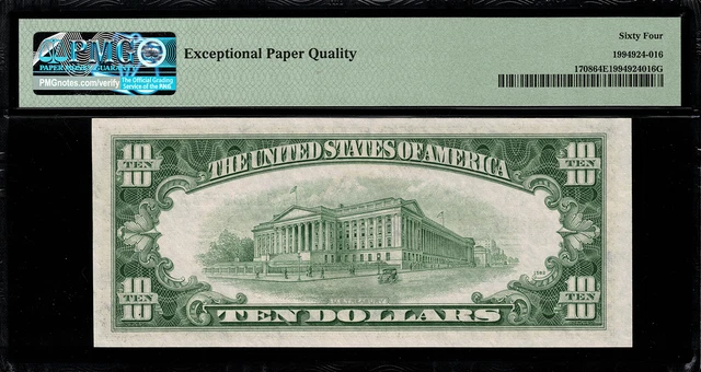 1953B $10 Silver Certificate FR-1708 - Graded PMG 64 EPQ Choice Uncirculated 2