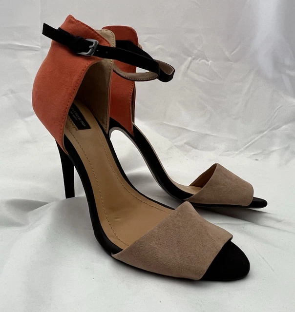 High Heeled Shoes Zara Size 4/37 Brown Orange Peep Toe Ankle Strap Faux  Suede £17.99 - Picclick Uk