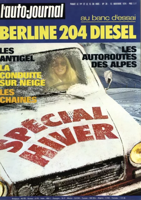 L'AUTO JOURNAL n°20 15/11/1974 204D RENAULT et le sport SALON DE TURIN