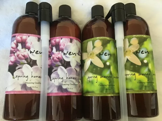 WEN 2 SPRING HONEY LILAC & 2SPRING ORANGE BLOSSOM CLEANSING CONDITIONER 4 X 32oz