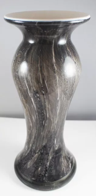 MIKASA  Glass Black Marble Effect Flower Vase  24.5cm tall