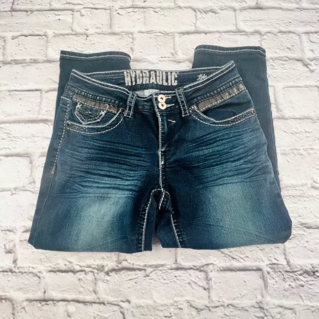 Hydraulic Women Lola Crop Capri Low-Rise Stretch Jeans 9/10 Embellished Denim