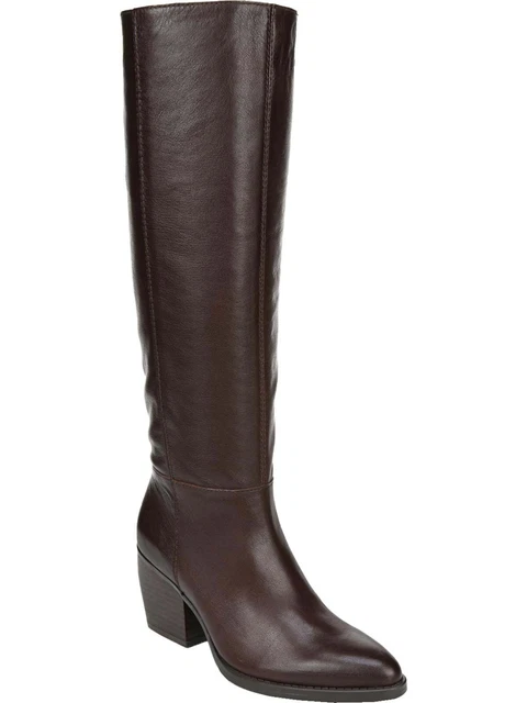 Naturalizer Women's Fae Leather Block Heel Knee High Boots Brown Size 5.5 M