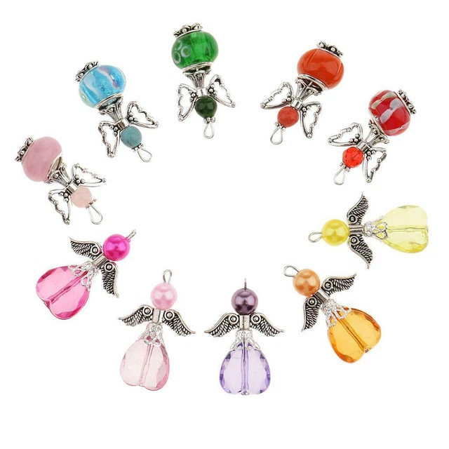 60 Stück Silber Engel Schmetterling Charms Anhänger gemischte facettierte