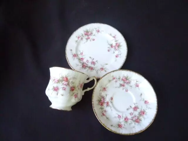 vintage paragon bone china trio tea cup & saucer plate set victoriana rose