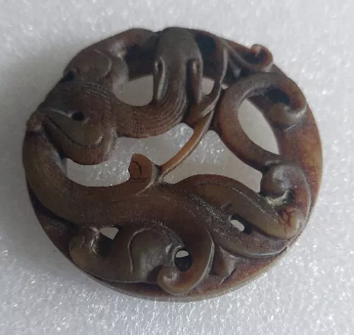 Exquisite Jade/Jadeite Han Dynasty Detailed Hand Carved Disc