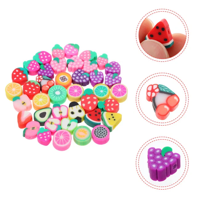 100 Pcs Fruit Clay Beads Necklace Heart Bracelet Summer Bracelets Fruit Charms