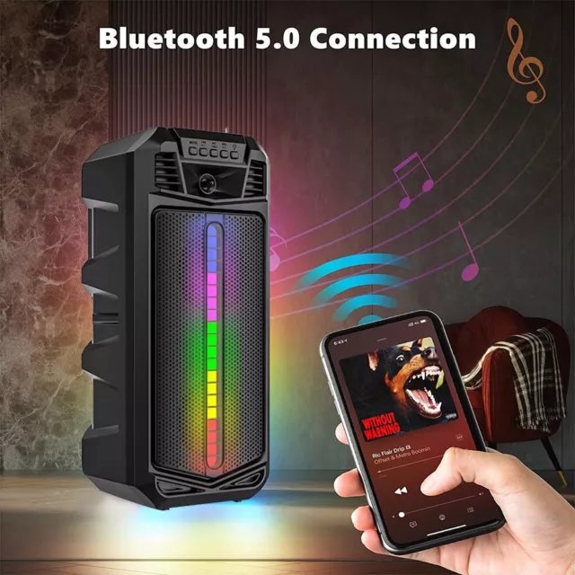 Portable LED Bluetooth Speaker Stereo Subwoofer Heavy Bass Speaker Solar Powered 2