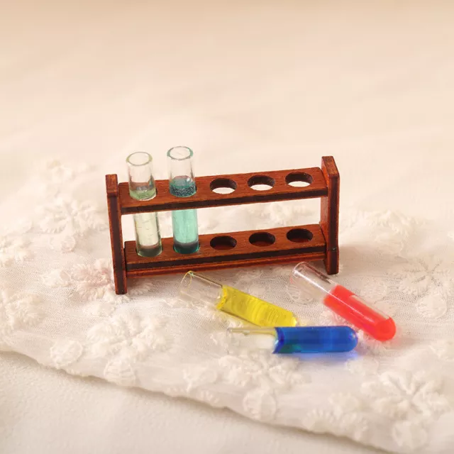 1SET Miniatures 1:12 Scale Dollhouse Color Test Tube Shelf Laboratory Decor Kit