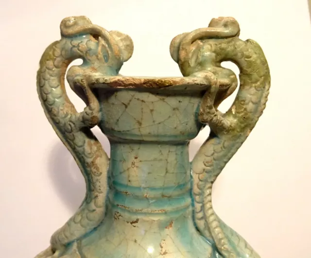 Amphore Seldjoukide A Glacure Turquoise - 1100 Ad - Medieval Sejuk Openwork Jug 3