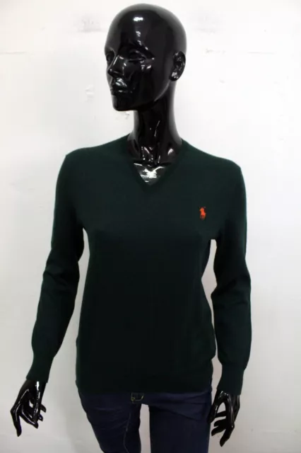 Ralph Lauren Maglione Donna Taglia M Slim Pullover Sweater Maglioncino Verde