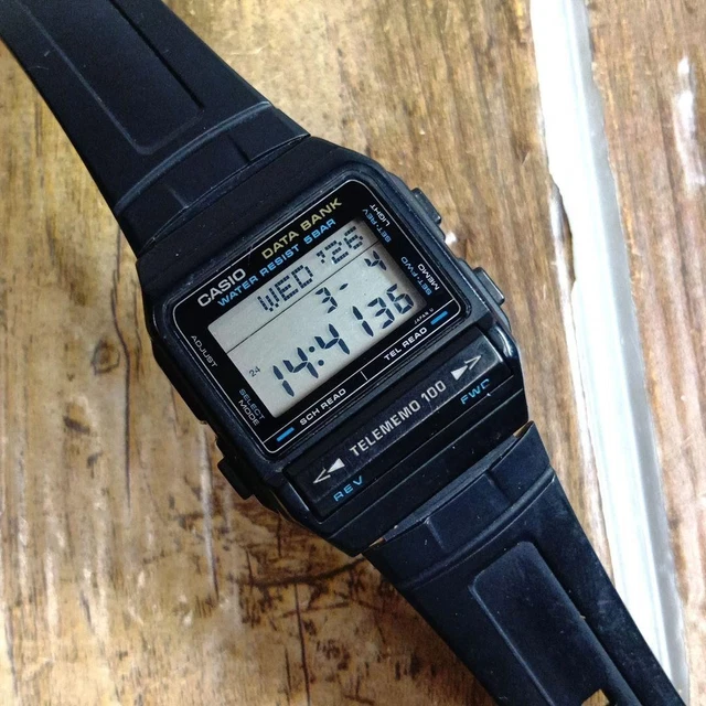 CASIO DATABANK DBX-101W TELEMEMO 100 men Quartz Black Watch Japan
