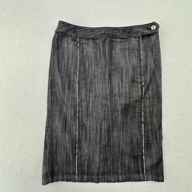 Burberry Skirt 44 Jean Knee Length Dark Wash Denim Gray Black