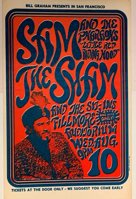 Sam The Sham 1966 Fillmore Auditorium Bill Graham Postcard Bg-22 N/M B-17