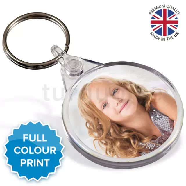 Personalised Round Custom Photo Gift Keyrings Circle Key Fobs 38 mm