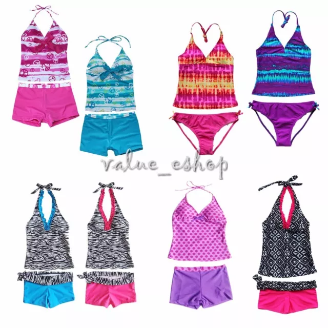 Girls Kids Tankini Set Swimming Bikini Costume Swimsuit Beach Clothes Swimwear
