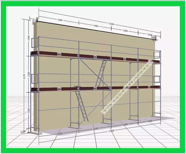 NEU Gerüst Baugerüst Fassadengerüst 74,50qm AF Stahlrahmen Holzböden Neu