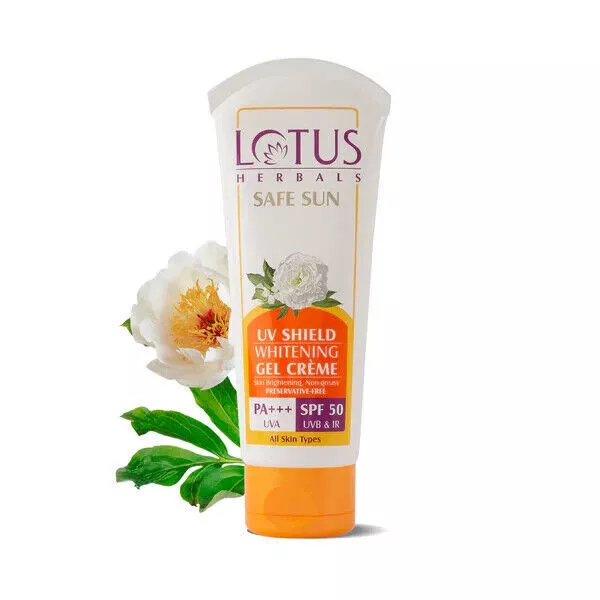 Lotus Herbals Safe Sun UV SHIELD WHITENING GEL CREME SPF 50 PA +++, UVA, 100g