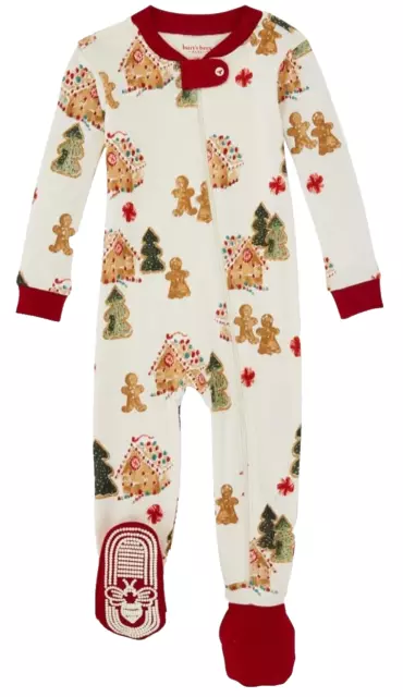 Nwt Burts Bees Organic Cotton Christmas Sleeper Footed Pajamas Size 0-3 Months