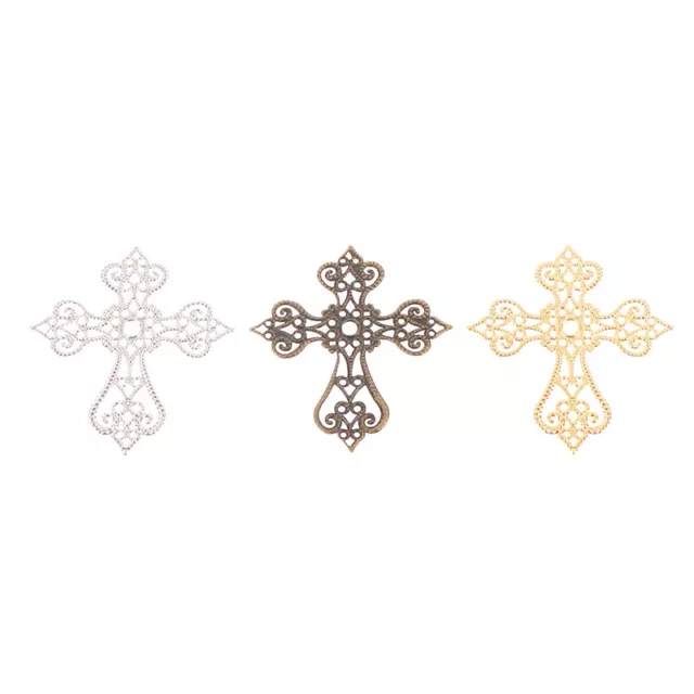 20 Pcs Metal Filigree Cross Flowers Slice DIY Components Filigree Accessories Sn