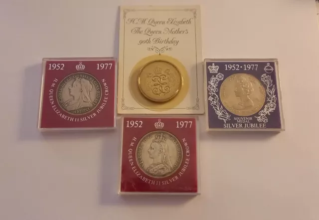 Queen Elizabeth II Silver Jubilee  & Queen Mother 90th Birthday Souvenir Set