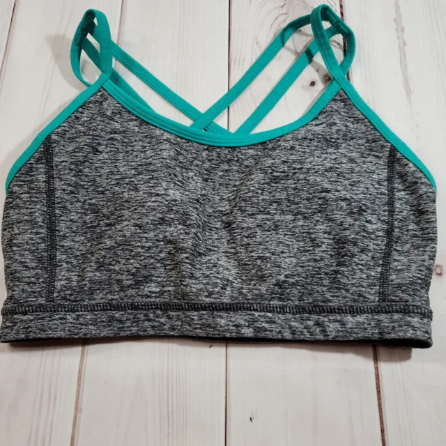 Exp Core Express Womens Small Sports Bra Gray Black Green Removable Pads