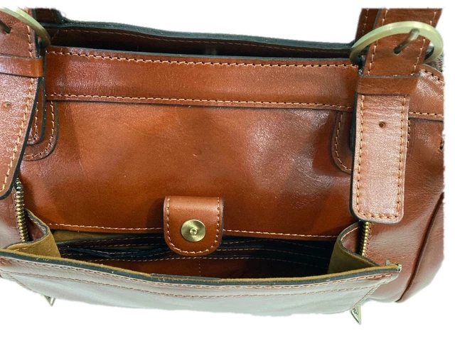 NWT Patricia Nash WAVERLEY Vintage Veg Tan Smooth Leather Shoulder Bag $299 7