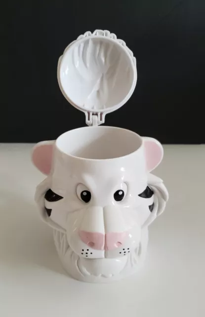 Ringling Bros Barnum Bailey Circus Tiger Mug Cup Flip Lid Souvenir White Black