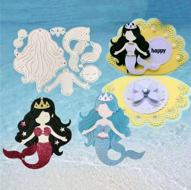 Mermaid Metal stencil mold Cutting Dies DIY scrapbook Paper Card Craft Embossing