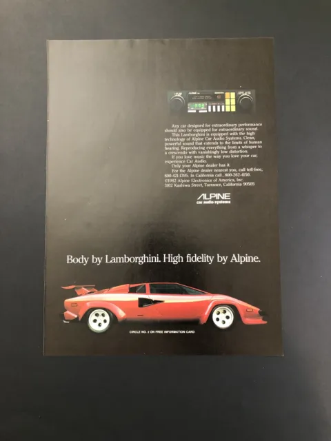 Lamborghini Countach Alpine Vintage Original Print Ad Advertisement Printed A5